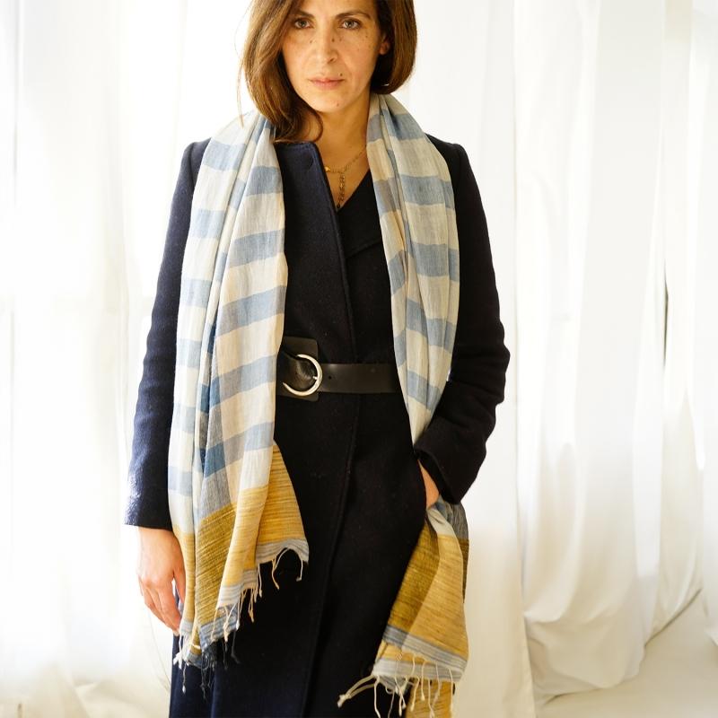 karawan authentic Etole en Lin coton bio et jute "Chess”