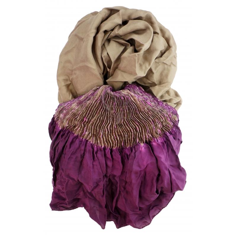 Karawan Authentic Foulard En Soie Shadows Violet Et Vieux Rose