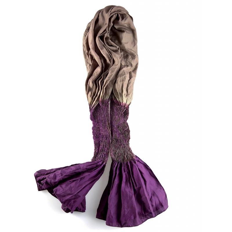 Karawan Authentic Foulard En Soie Shadows Violet Et Vieux Rose