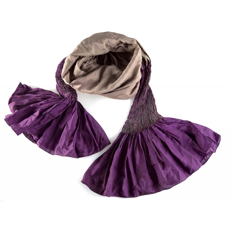 karawan authentic Foulard en soie Shadows violet et vieux rose