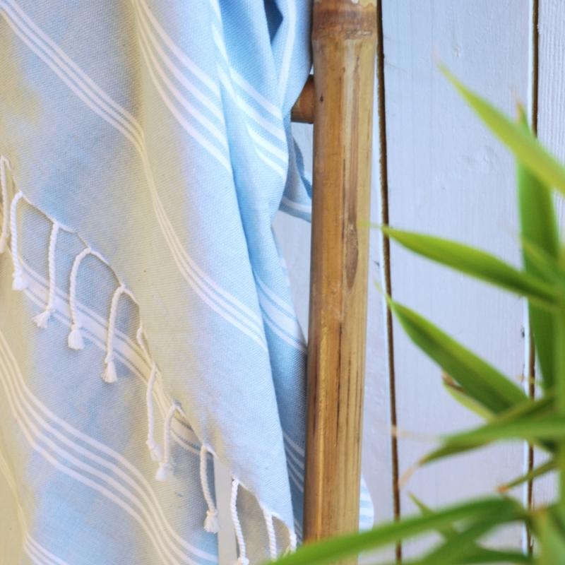 Karawan Authentic Fouta En Coton Biologique Blanc Et Nuage