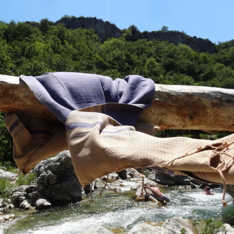 Karawan Authentic Fouta En Coton Biologique Bleu Impérial