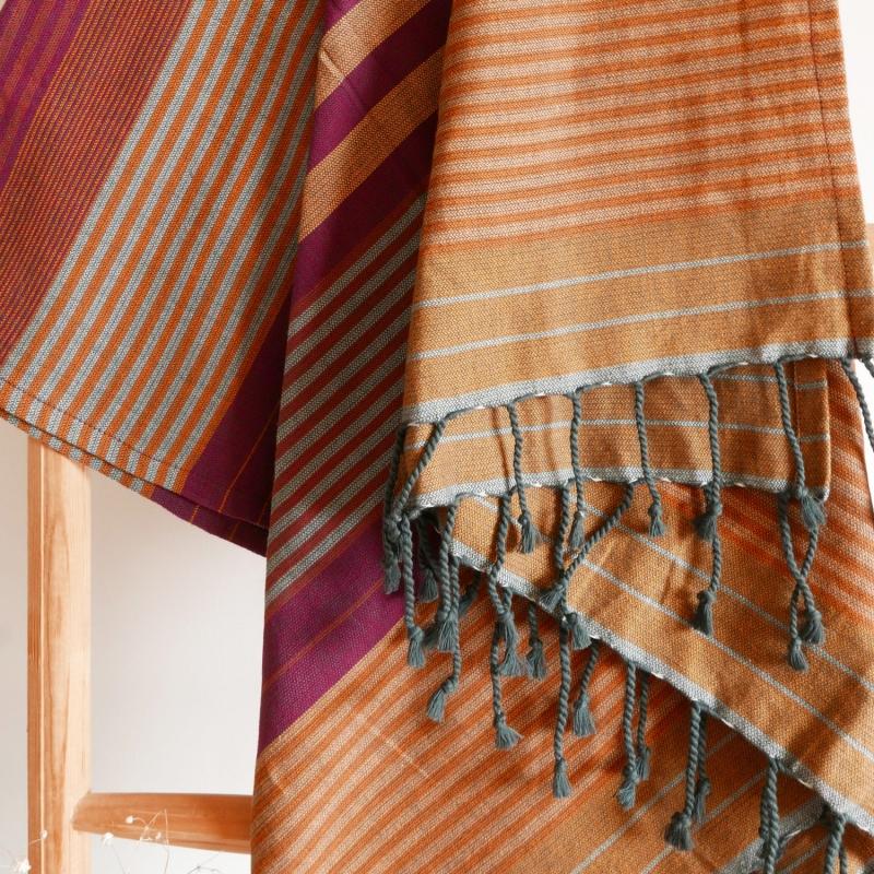 Karawan Authentic Fouta En Coton Biologique Coloris ARABESK. Tissage à Plat