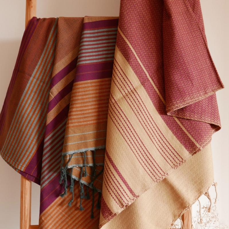 Karawan Authentic Fouta En Coton Biologique Coloris ARABESK. Tissage à Plat