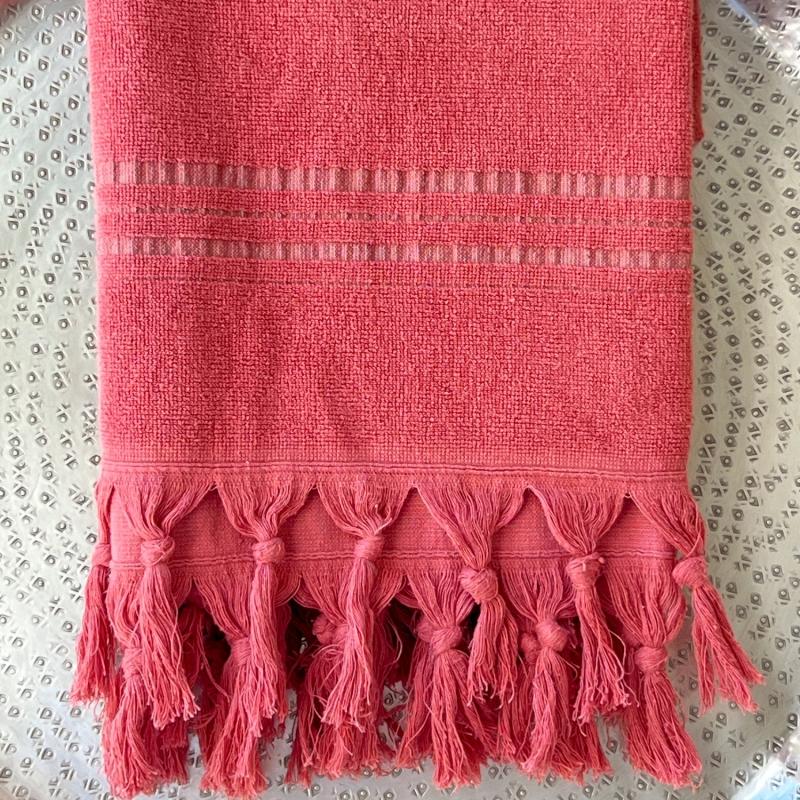 Karawan Authentic Fouta En Coton Biologique Coloris JASPE Tissée Avec Une Face éponge Franges Nouées à La Main