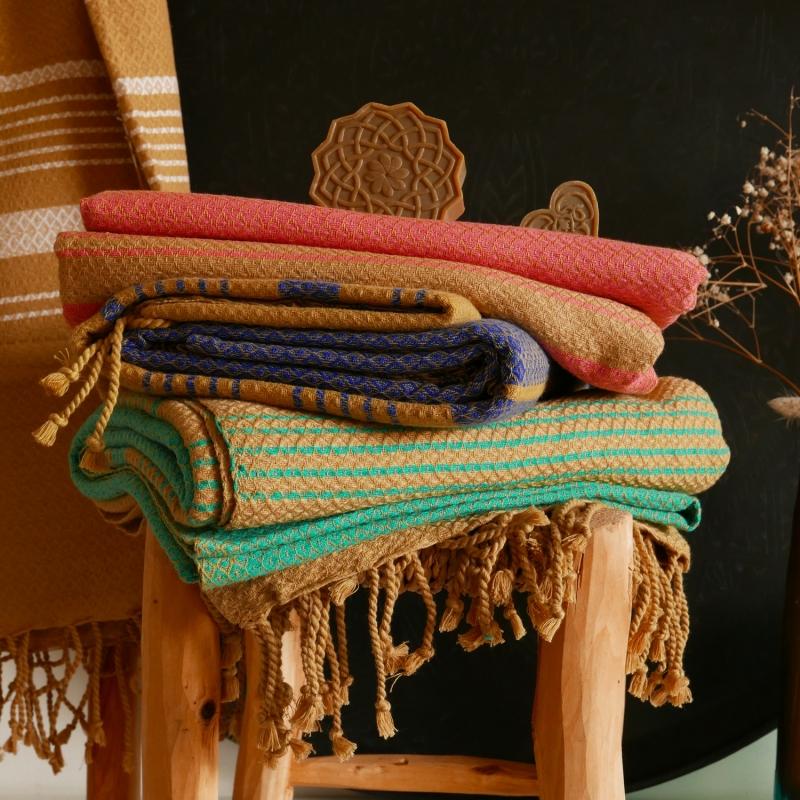 Karawan Authentic Fouta En Coton Biologique Rose Indien