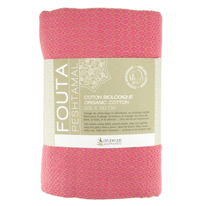 Karawan Authentic Fouta En Coton Biologique Rose Indien