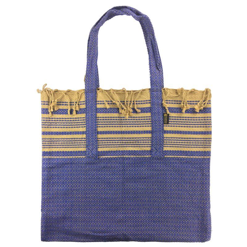 Karawan Authentic Foutabag En Coton Biologique Sable Et Bleu Imperial