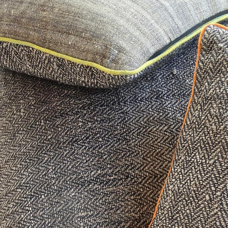 Karawan Authentic Grand Coussin "Ortie Et Soie" Rectangulaire Bambou