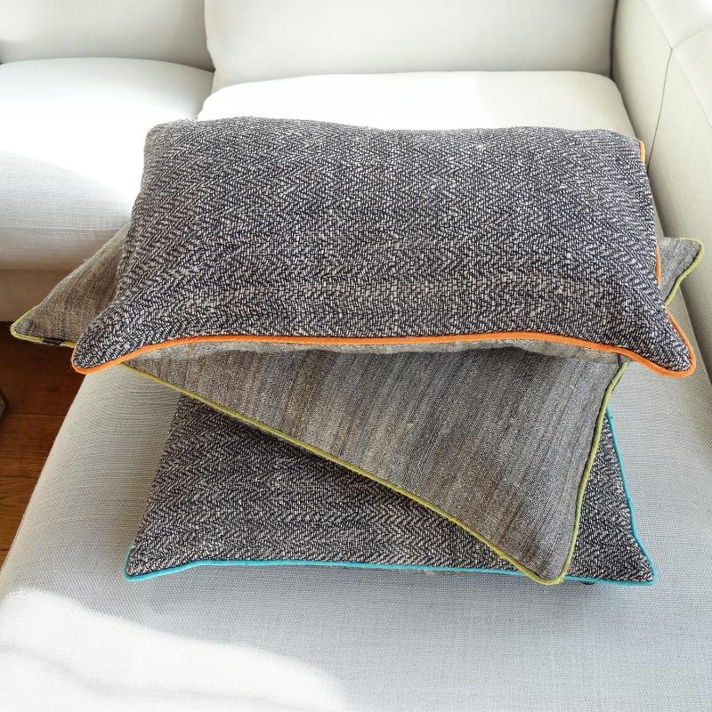 Karawan Authentic Grand Coussin "Ortie Et Soie" Rectangulaire Safran