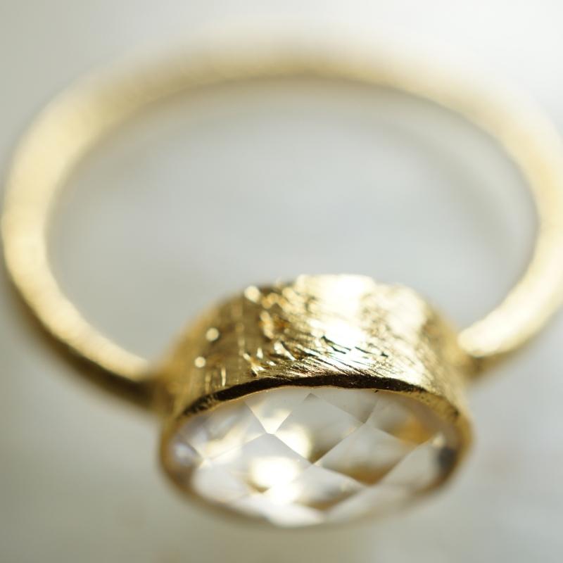 Karawan Authentic Bague Plaqué Or "Drop" Aqua Chalcy