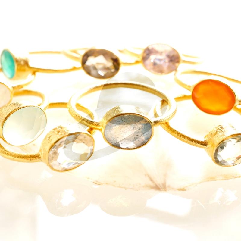 Karawan Authentic Bague Plaqué Or "Drop" Cornaline