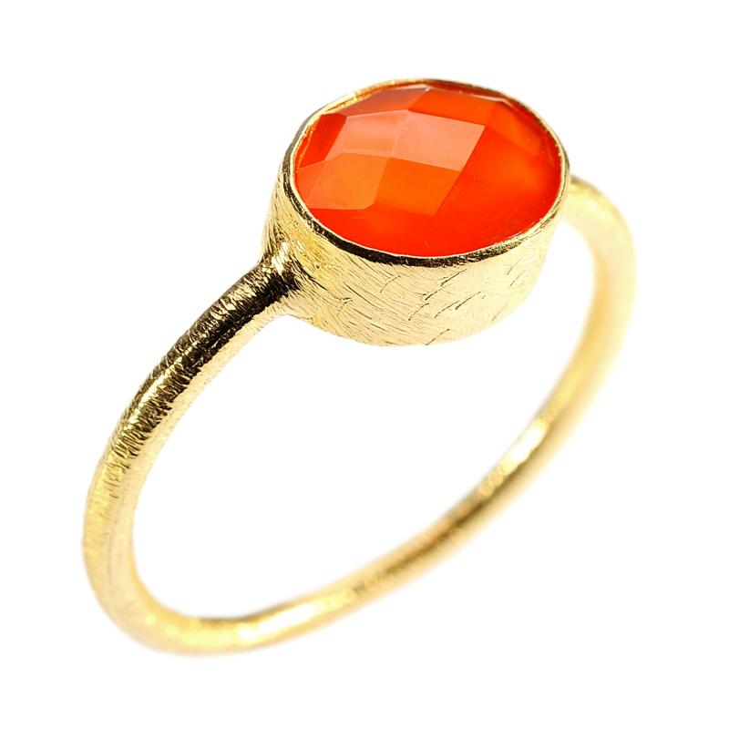 karawan authentic Bague plaqué or "Drop" Cornaline