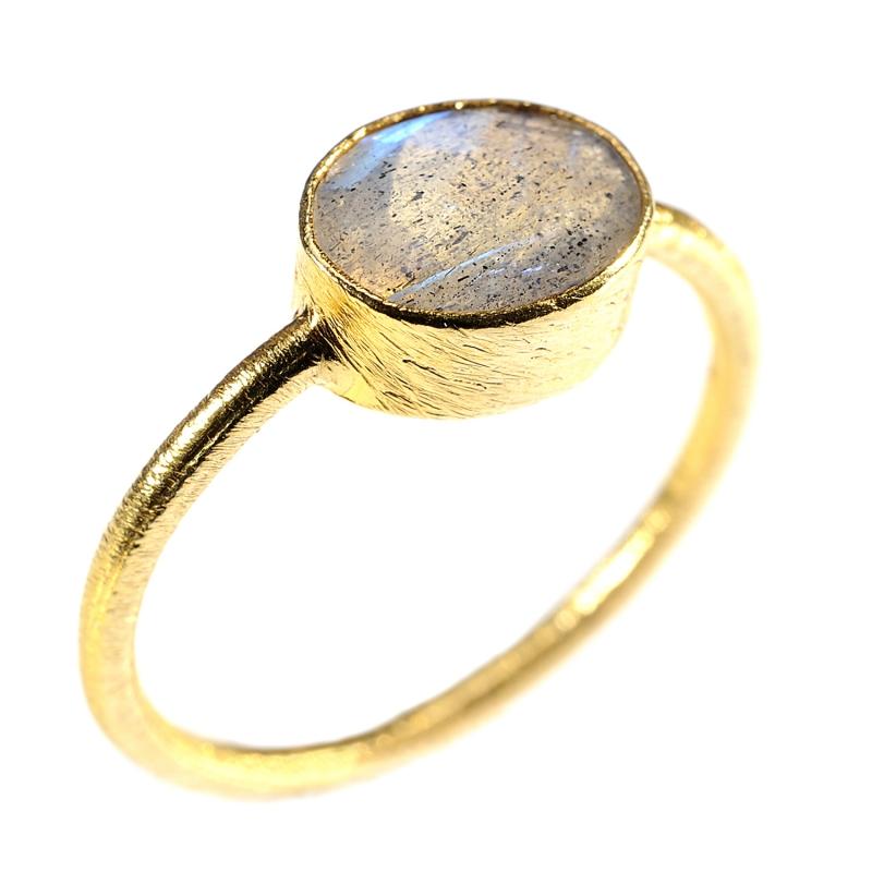Karawan Authentic Bague Plaqué Or "Drop" Labradorite