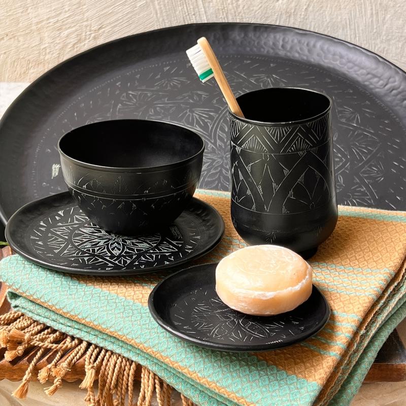Karawan Authentic Bol En Laiton Noir Gravé 'Arabesk'
