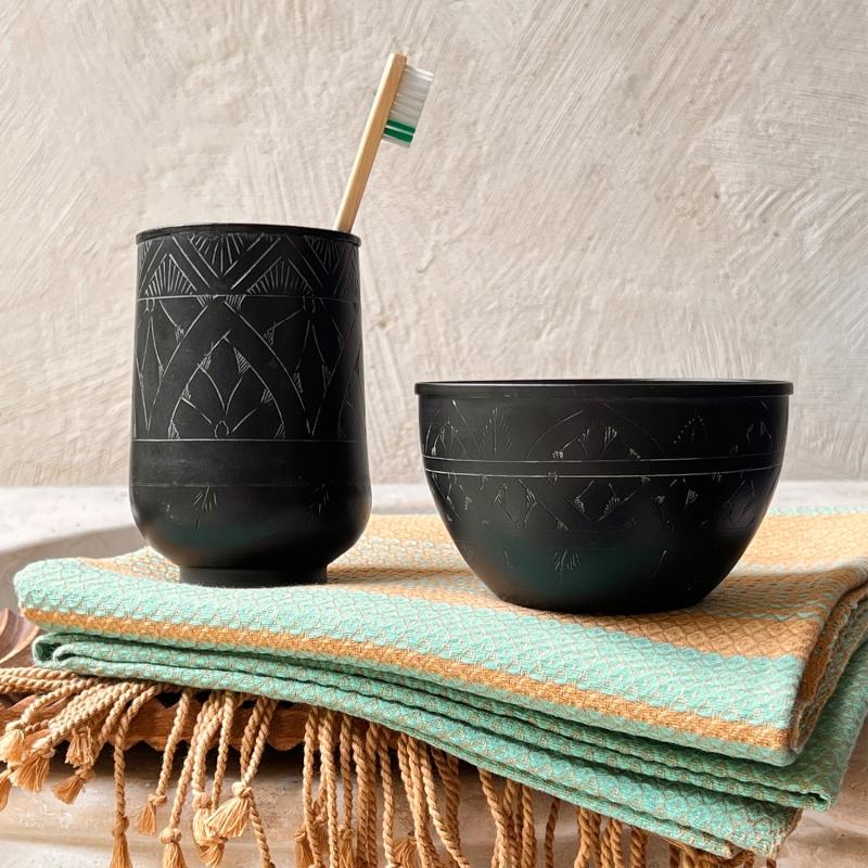 Karawan Authentic Bol En Laiton Noir Gravé 'Arabesk'