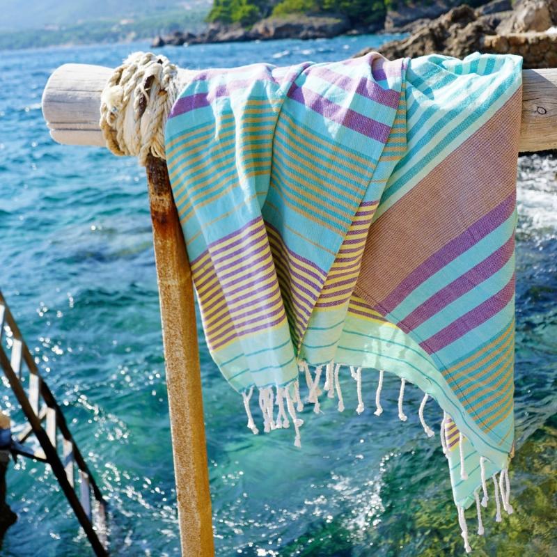 karawan authentic Fouta en coton biologique Aqua