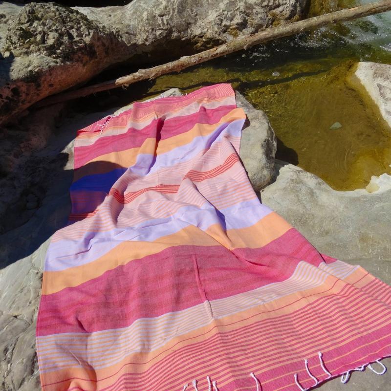 Karawan Authentic Fouta En Coton Biologique Azalée