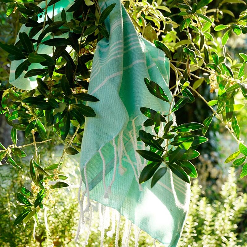 karawan authentic Fouta en coton biologique Menthe