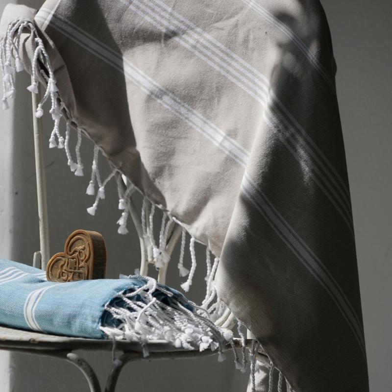 karawan authentic Fouta en coton biologique Taupe