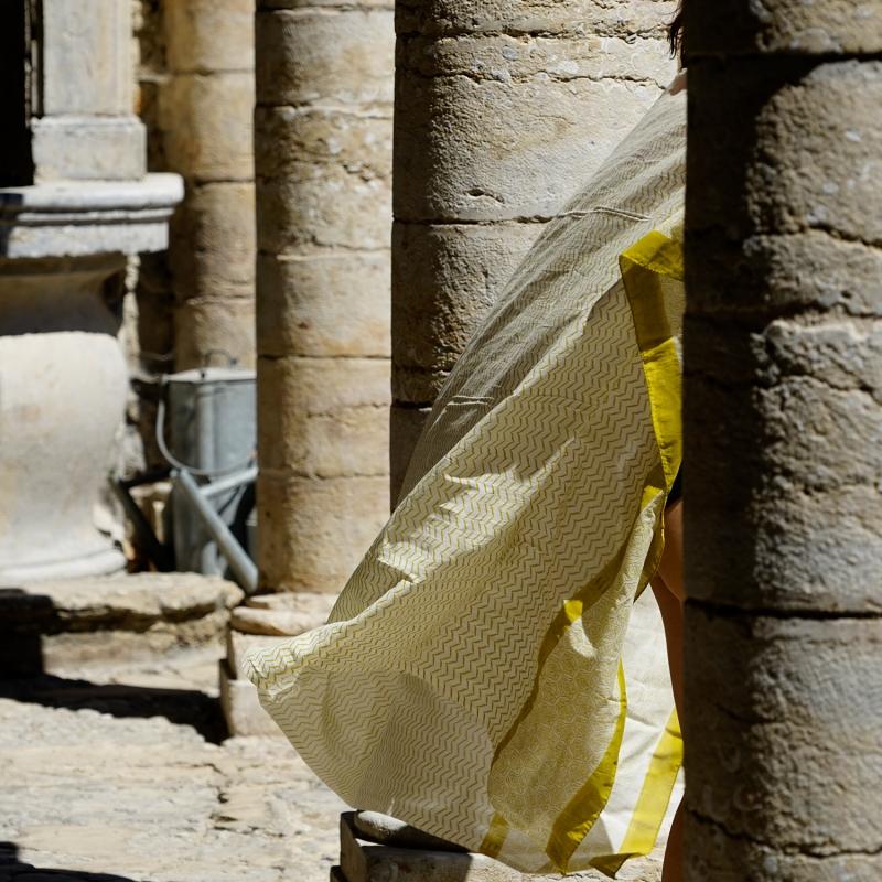 Karawan Authentic Paréo-chèche "Zigblock" Curry