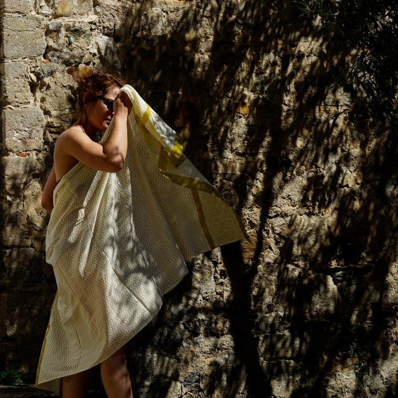 Karawan Authentic Paréo-chèche "Zigblock" Curry