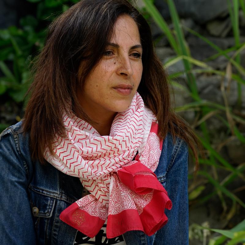 Karawan Authentic Paréo-chèche "Zigblock" Rouge