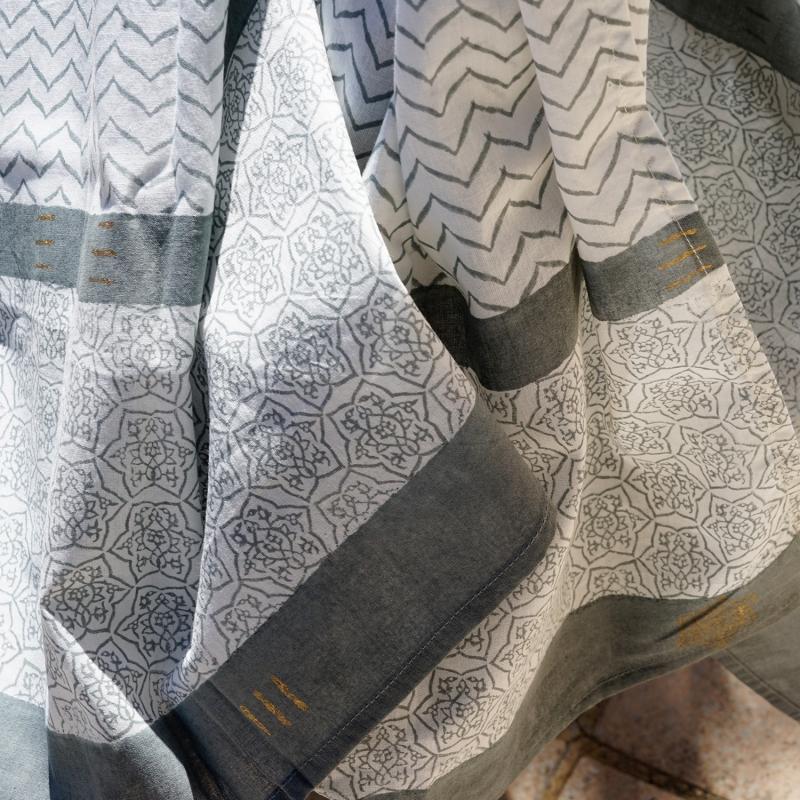 Karawan Authentic Paréo-chèche "Zigblock" Bleu De Chine