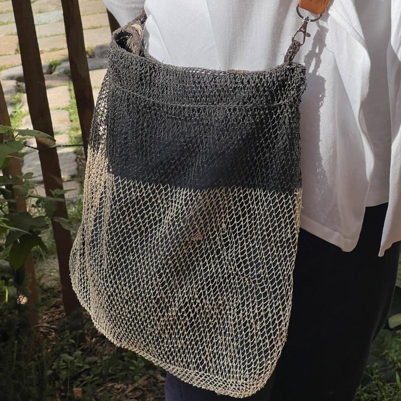 Karawan Authentic Sac En Liane Sauvage Doublé Avec Anses En Cuir Crocheté à La Main