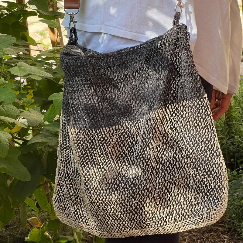 Karawan Authentic Sac En Liane Sauvage Doublé Avec Anses En Cuir Crocheté à La Main