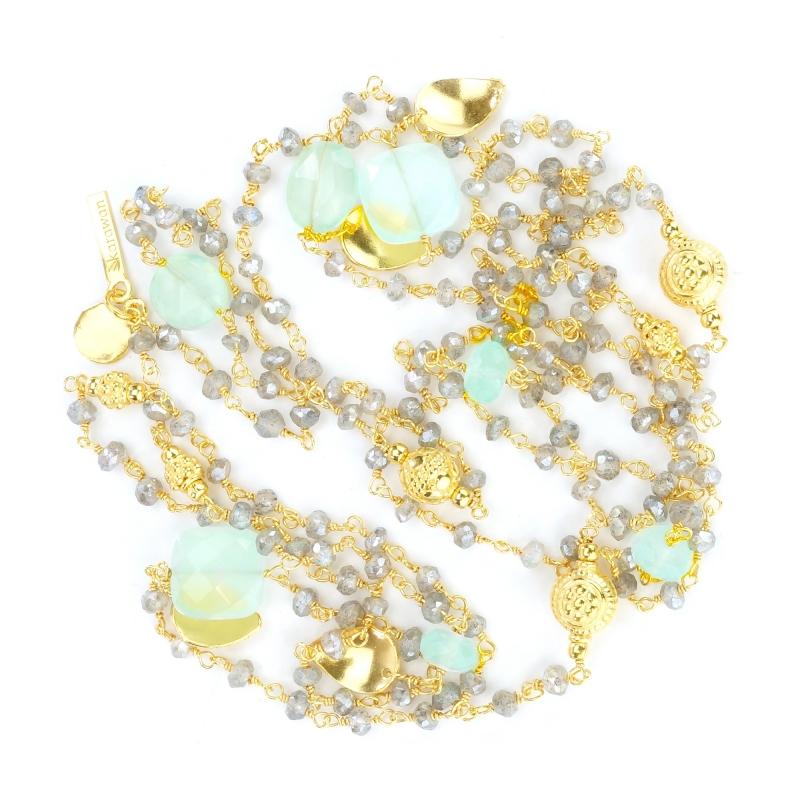Karawan Authentic Sautoir "Ani" Labradorite & Aqua Chalcy