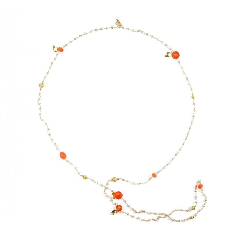 karawan authentic Sautoir "Ani" Labradorite et Cornaline