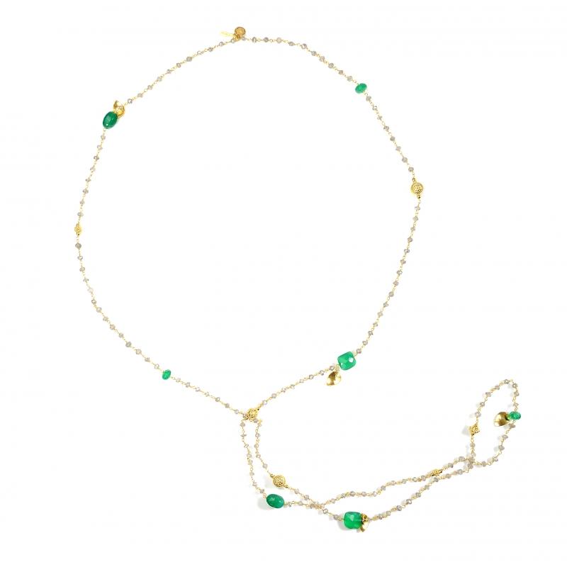 karawan authentic Sautoir "Ani" Labradorite et Vert Onyx