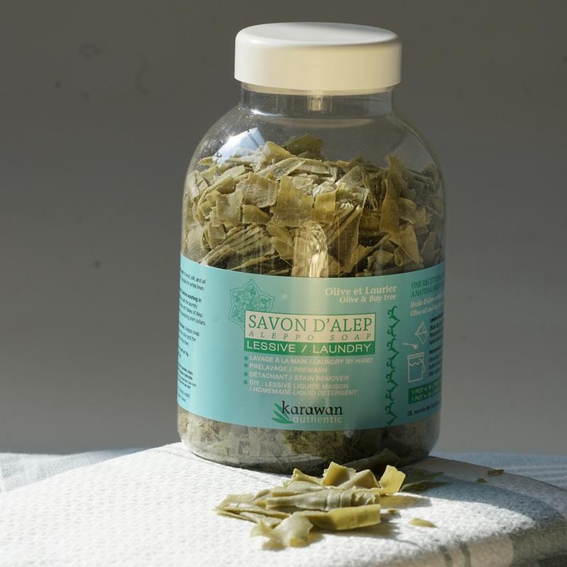 karawan authentic SAVON D'ALEP EN PAILLETTES POUR LA LESSIVE - POT 250G