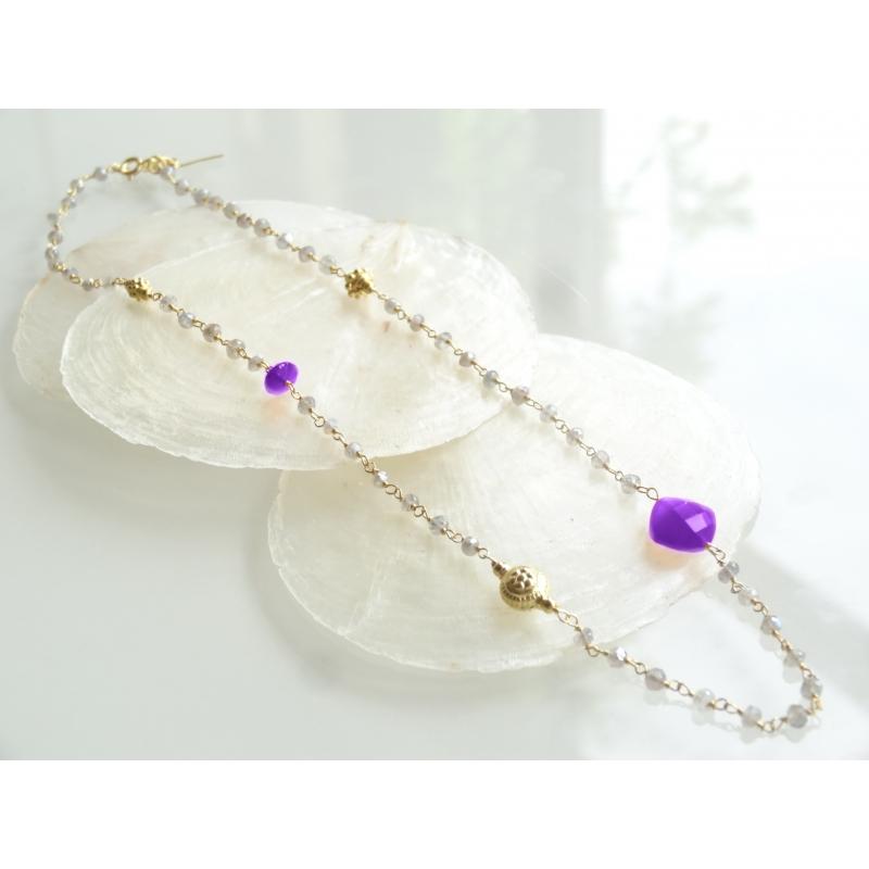 Karawan Authentic Tour De Cou "Ani" Labradorite & Améthyste