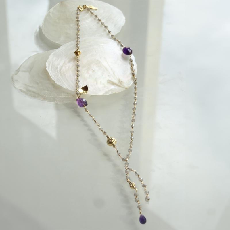 Karawan Authentic Tour De Cou "Ani" Labradorite & Améthyste
