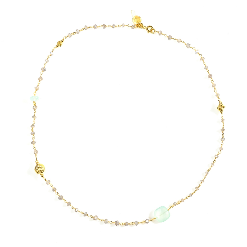Karawan Authentic Tour De Cou "Ani" Labradorite & Aqua Chalcy