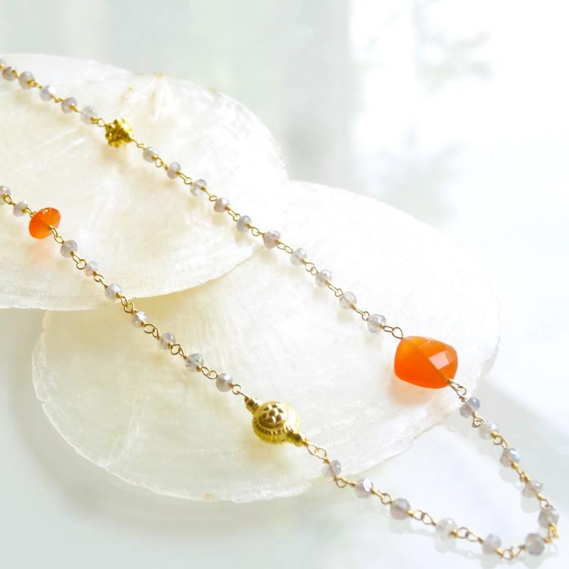 karawan authentic Tour de cou "Ani" Labradorite & Cornaline