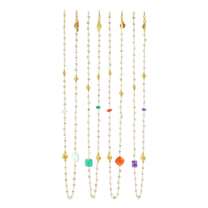 Karawan Authentic Tour De Cou "Ani" Labradorite & Onyx Vert