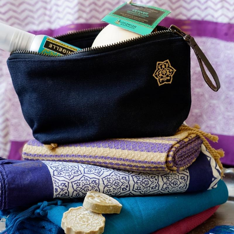 karawan authentic Trousse petit modèle "SHADE" uni indigo