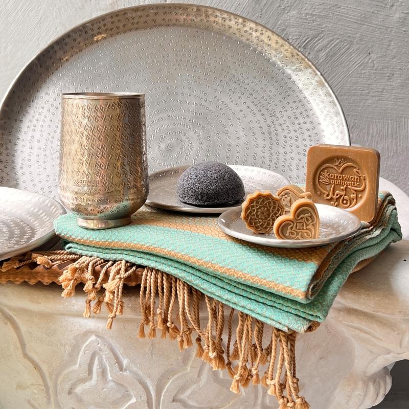 Karawan Authentic Verre En Laiton Argenté Martelé Et Gravé 'Palmyr'