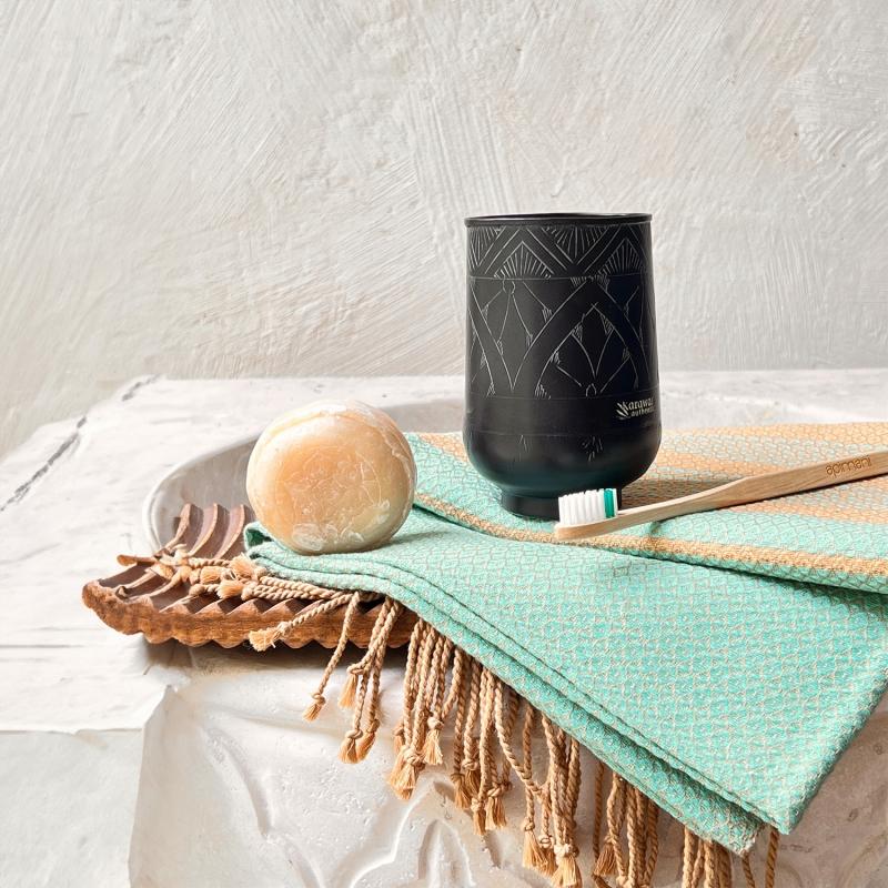 Karawan Authentic Verre En Laiton Noir Gravé 'Arabesk'