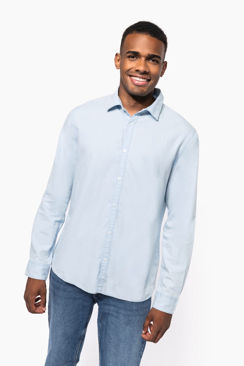 kariban Chemise écoresponsable délavée coton twill homme