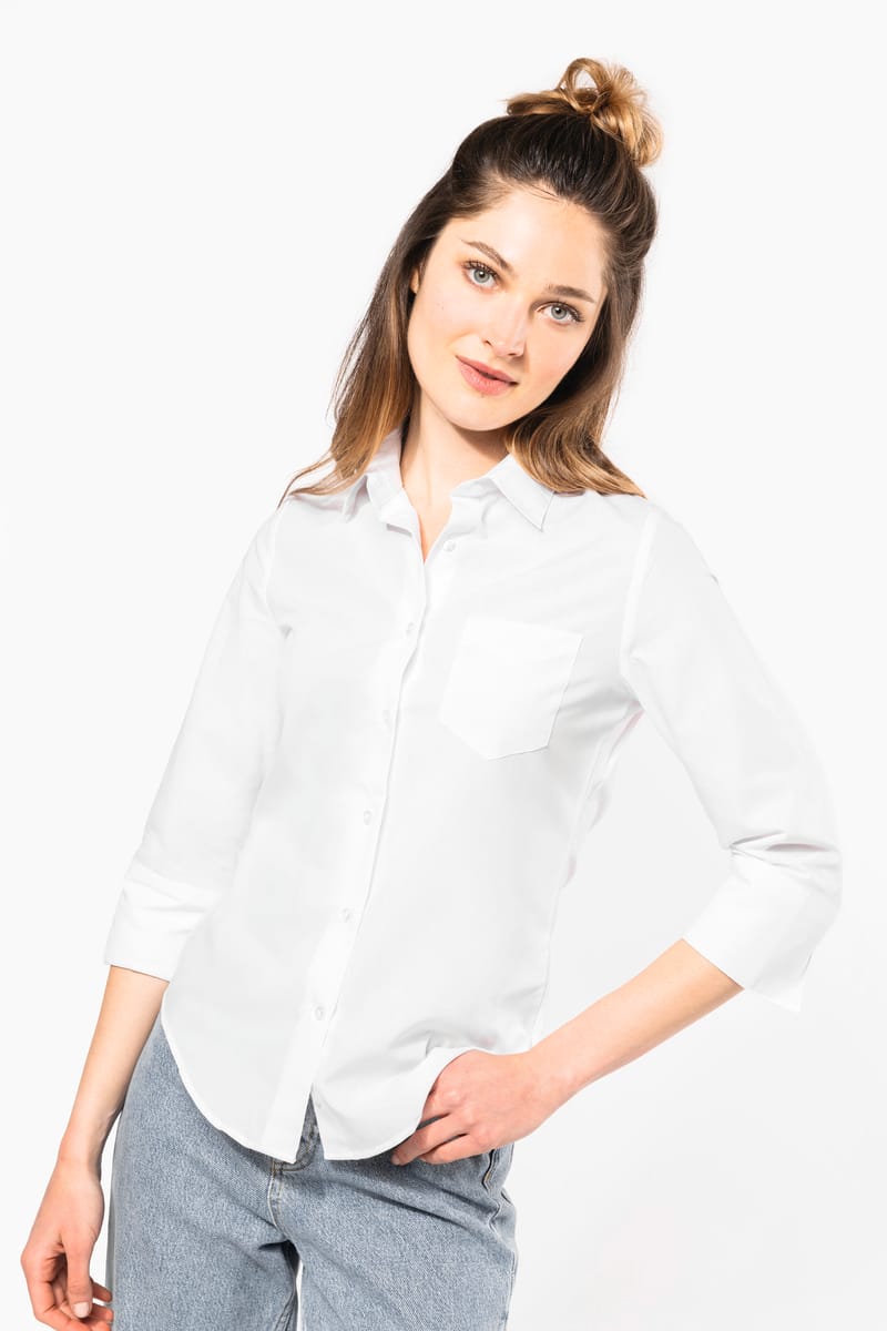 Kariban Chemise Popeline Polycoton Manches 3/4 Entretien Facile Femme