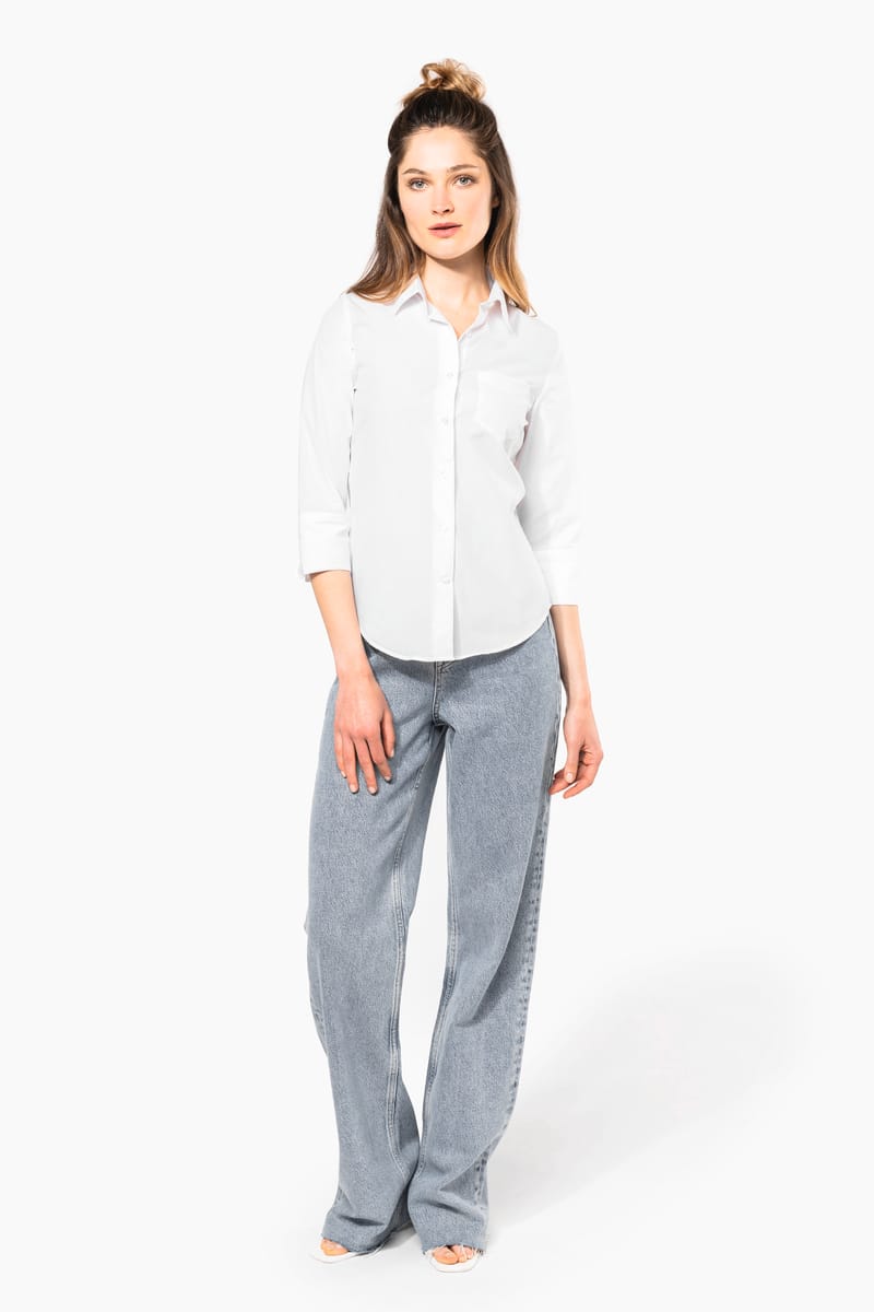 Kariban Chemise Popeline Polycoton Manches 3/4 Entretien Facile Femme