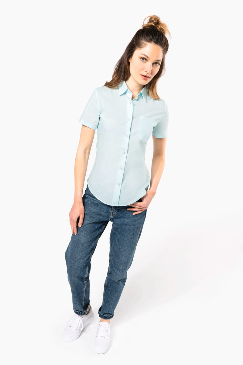 Kariban Chemise Popeline Polycoton Manches Courtes Entretien Facile Femme