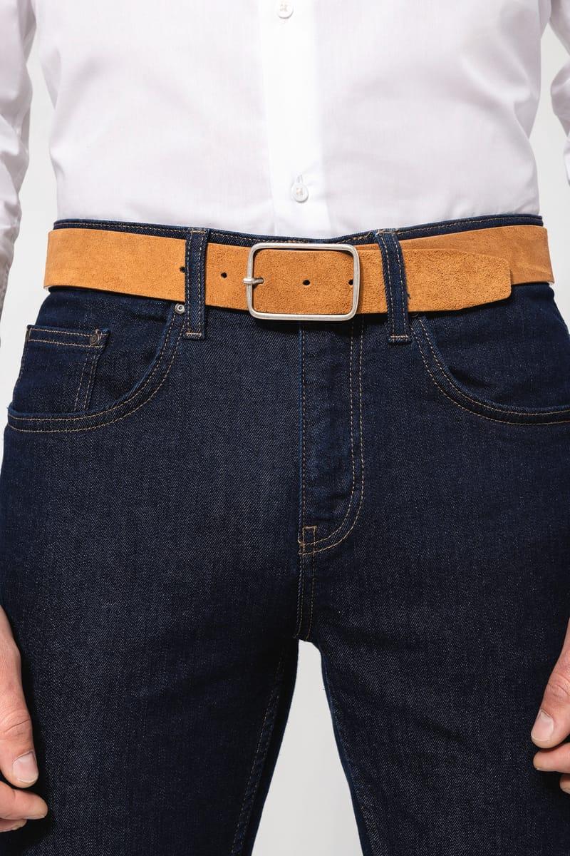 Kariban Ceinture Cuir Velours Homme