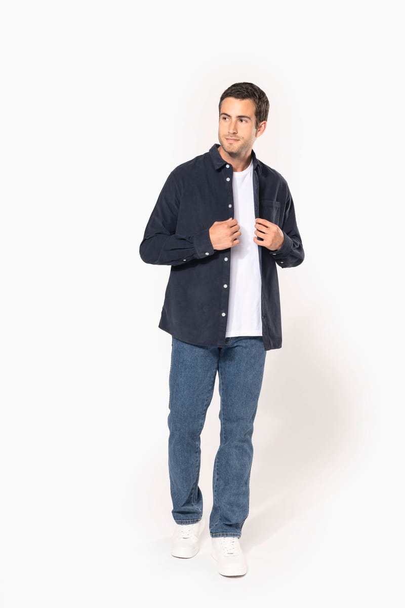 Kariban Chemise Manches Longues En Velours Homme