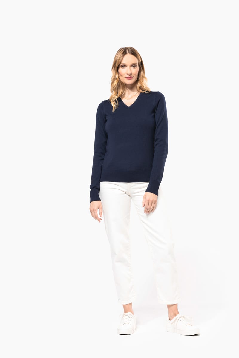 Kariban Pull Mérinos Col V Femme
