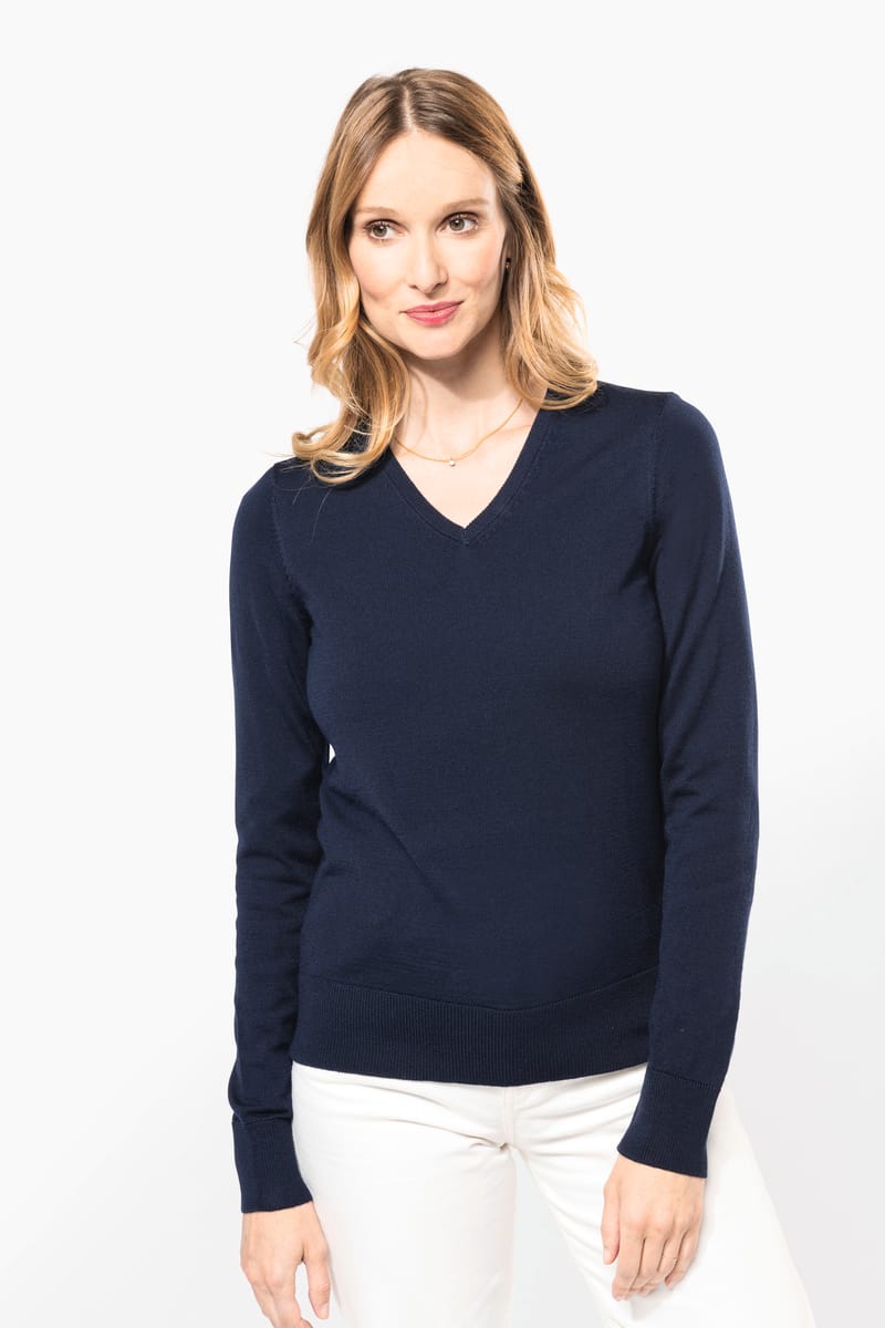 kariban Pull Mérinos col V femme